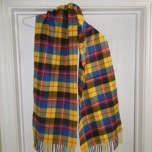 Men’s / Women’s Unisex 100% Cashmere Bright Plaid Scarf Made in Scotland
